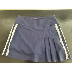 NWT Navy Kinona Golf Tennis Pleated Zip Pockets Pull On Skirt Skort Size Large